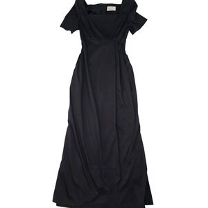 Stage Accents Black Performance Maxi Dress Square Neck Short Sleeve Formal Gown